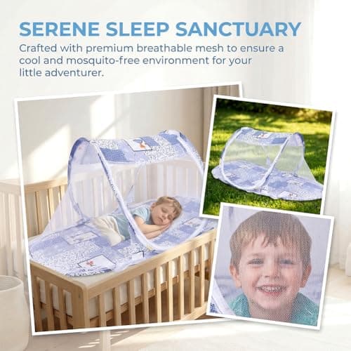 Mosquito Net, Foldable Bed Mosquito Net, Portable Travel Mosquito Nets, Mosquitos Bed for Home, Dorm, Outdoor, Travel, Easy Access, Quick Installation, Blue - A — view 4