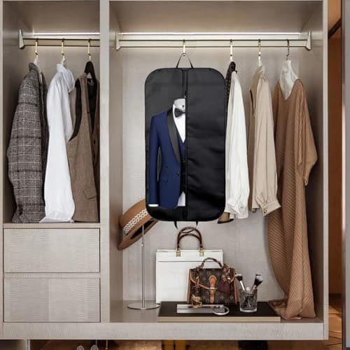 1 Pcs Suit Carrier Bag,Breathable Garment Suit Clothes Covers Bags,120 * 60cm suit covers for men,Black Zipped Foldover Breathable Multi-Use Garment Cover Clothes for Traveling Easy to Carry(Black) — view 6