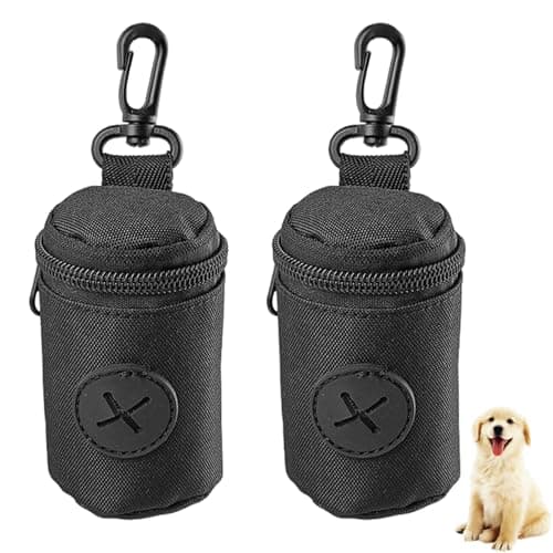 FveVqe 2Pcs Poo Bag Holder, Durable and Leakproof Dog Poop Bag Holder, Lightweight Poo Bags Dispenser Apply for Pet Travel Dog Walking Park, Easy to Attach, Perfect for Walks & Travel(Black)