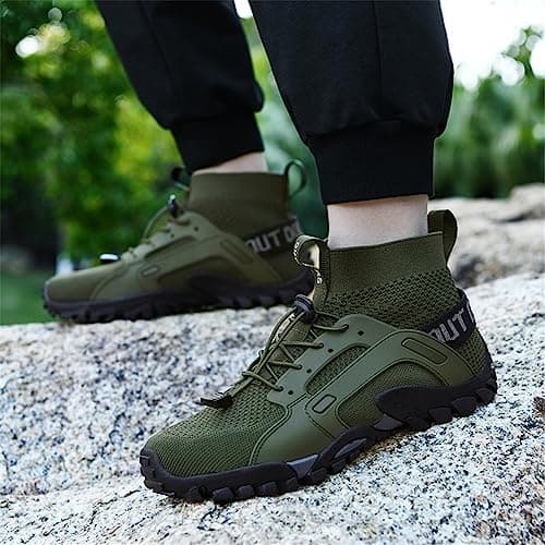 FANSU Water Shoes Men Women, High top Summer Barefoot Shoes Aqua Shoes, Socks Lightweight Quick Drying Unisex Sport Trainers Shoes for Outdoor Walking Swim Beach Surf Green — view 2