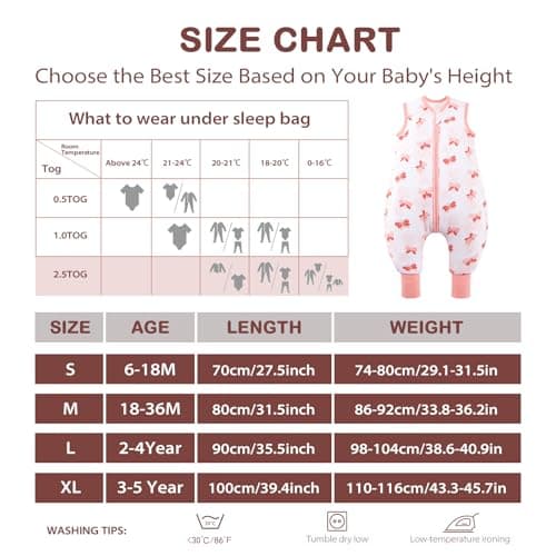 ToyaTec Baby Sleeping Bag with feet Super soft Rayon Made from Bamboo,Children's Bamboo fiber Sleeping Bag 2.5 Tog Autumn Winter Sleeping Blanket(Pink,M) — view 6