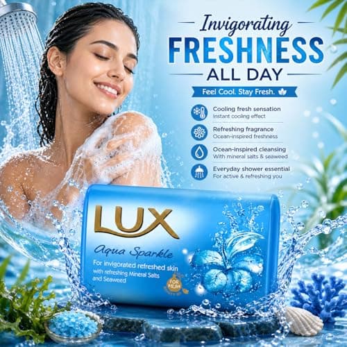Lux Family Pack Soap Bar Bundle, 5 Pack Variety - Soft Touch, Magical Spell, Bright Impress, Aqua Sparkle, Velvet Touch, 80g Each with Soap Bag — view 5