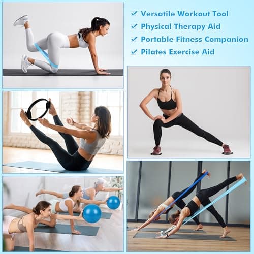 Goocrun Pilates Ring Set Exercise Equipment, with Exercise Resistance Bands Set, Pilates Ball, Sliding Disks. Portable Home Gym - with Fitness Guide Poster (Black) — view 3