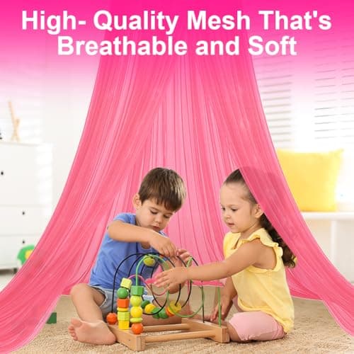 Vicloon Bed Canopy, Mosquito Net for Single Beds, Princess Canopy, Round Dome Hanging Bed Curtains for Girls Room Decor (Pink) — view 5
