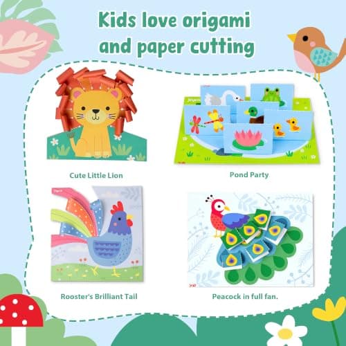 JoyCat Paper Cutting Kits for Kids Ages 3-5, Animal World Scissor Skills Activity Book with 2 Safety Scissors, 30 Activity Sheets, 4 Quick Win Crafts, Glue Stick, Preschool Animal Craft Set for Kids — view 6