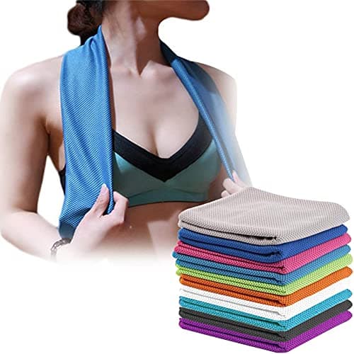 SZELAM Cooling Towel(40"x12") Microfiber Towel Yoga Towel for Men or Women Ice Cold Towels for Yoga Gym Travel Camping Golf Football & Outdoor Sports 6 Packs (6Pcs Mixed Color) — view 5