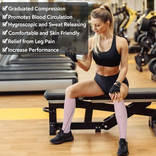 Queenshin Compression Socks Women Flight Knee High Light Support Stockings — view 4