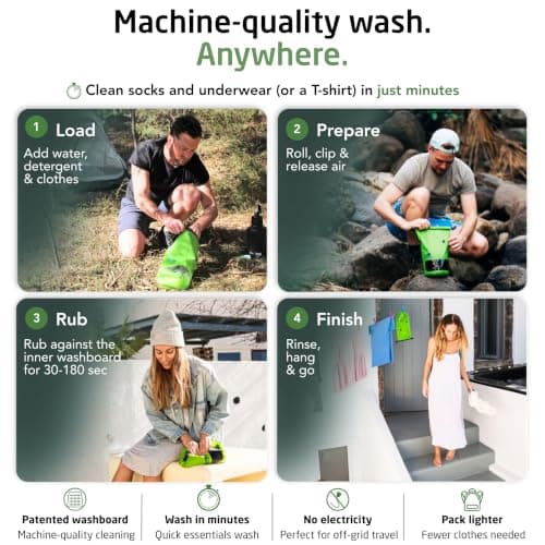 Scrubba MINI Wash Bag – Ultra-Compact Portable Washing Machine – Pocket-Size Clothes Washer for Travel, Camping & Hiking – Dry Bag & Laundry Essentials – Use with Detergent or Hand Soap – 70g — view 4