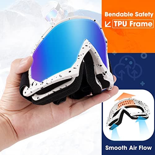 EasYoung Adult Ski Goggles, 2-Pack Snowboard Goggles for Youth, Teens, Men & Women, Wide View Snowmobile Goggles — view 4
