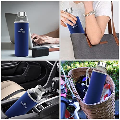 BELICOO BPA-Free Glass Water Bottle, 550ml/18oz Water Bottle — view 6