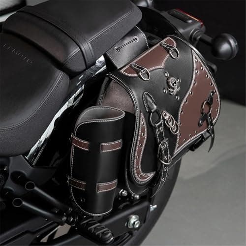 Jazuaiao General Motorcycle Saddlebag Set Waterproof PU Leather Side Bags with Drink Holder Stylish Bag for Daily Large Capacity Storage — view 6