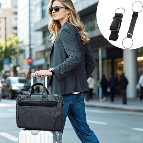 Luggage Straps, Elastic Strap Set for Suitcases with Adjustable Design, Secure Bag Attachment for Airport Travel, Includes 3 Elastic Straps and 3 Carabiner Straps in Black Colour, Measuring 40 Cm by 6 — view 6