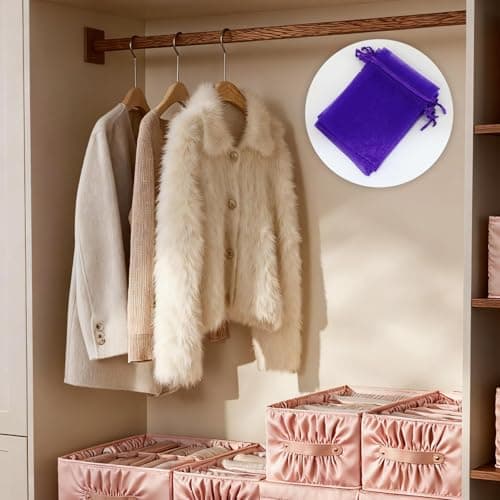 40 Pcs Empty Lavender Bags, Small Drawstring Pouch Small Mesh Bags Drawstring, Purple Jewellery Pouch Jewellery Gift Bag Applicable to Wardrobes Pillows and Shoe Cabinets — view 4