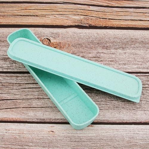 OriGlam 1pcs Portable Flatware Box Travel Tableware Storage Case Box, Utensil Case Flatware Storage for Cutlery Kit, 24 x 6 cm (Green) — view 4