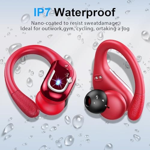 Ltinist Wireless Earbuds Sport, Bluetooth 5.3 Headphones, Wireless Earphones 60H Playtime and HiFi Stereo Sound with Mic, IP7, Dual LED Display in Ear EarHooks, USB-C, Headsets for Sport, Running — view 5