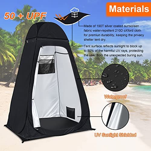 Pop Up Toilet Tent riggoo Portable Shower Toilet Tents for Camping Privacy Outdoor Changing Room for Beach Fishing Hiking Sun Shelter (UV Protection) — view 3