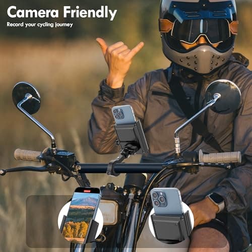 Idoove for Airtag Holder for Bike Phone Mount, Bicycle Phone Mount Compatible with Airtags, Anti-Theft Air Tag GPS Tracker Motorcycle Handlebar Cell Phone Clamp, Scooter Phone Clip (Full Metal, Black) — view 3