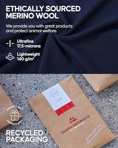 DANISH ENDURANCE 100% Merino Wool T-Shirt for Men, Relaxed Loose Fit, Odour-Resistant, 1 or 2 Pack, Black, XL — view 4