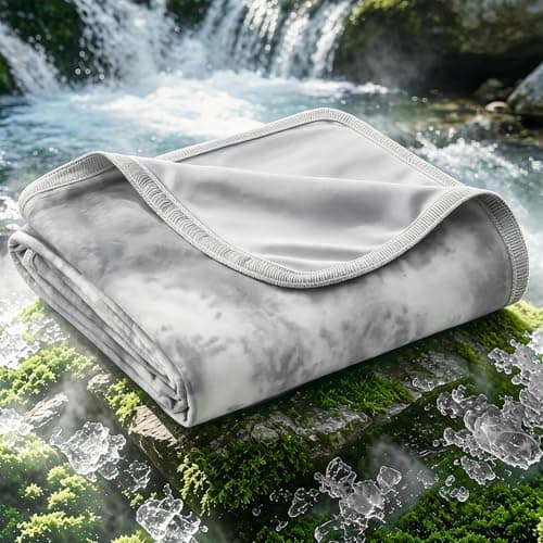 EMME Cooling Throw Blanket for Summer, Q-Max >0.45 Night Sweats 152x203cm, Throw Blanket Thin, Keep Cooling Breathable Summer Blanket, Double Bed, Sofa,Chair, Watercolor Grey