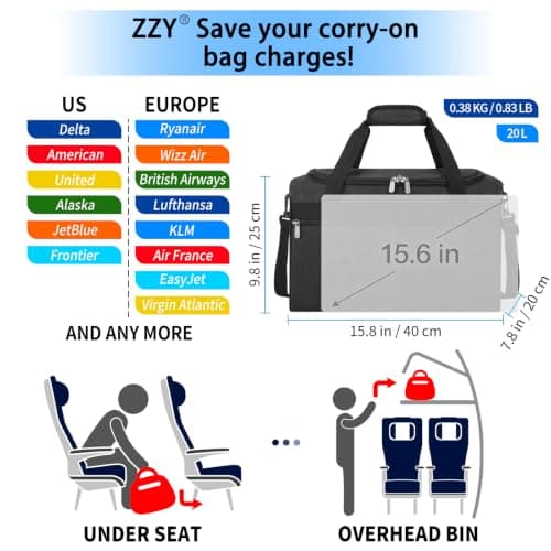 ZZY 20L Small Gym Duffle Bag with Trolley Sleeve for Women Men — view 2