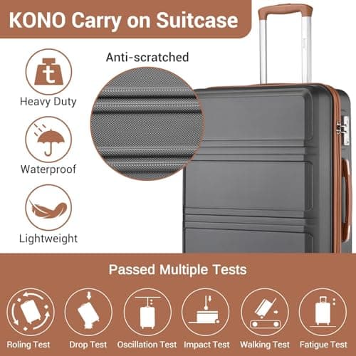 Kono Medium Suitcase with TSA Lock, Lightweight Hard Shell Checked Luggage — view 3