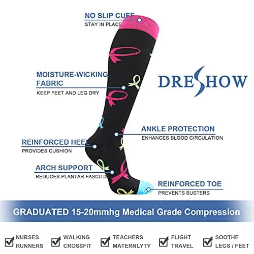 DRESHOW Compression Socks For Men & Women Best Support for Athletic Running Flight Travel Cycling — view 6