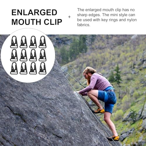 12pcs Zinc Alloy Carabiner Hook for Webbing, Black, Sturdy — view 6