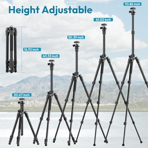 ULANZI TT53 71inch Camera Tripod, Travel Tripods for Camera with 360° Panoramic Ball Head and Uka Quick Release Plate, Lightweight Tripod with Removable Center Column for All DSLR, Loading Up to 18lbs — view 2