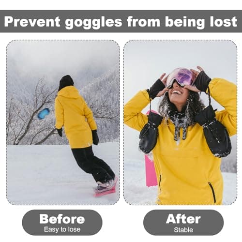 Gosknor 2pcs Goggle Clip, Adhesive Ski Helmet Goggle Clip Replacement for Ski/Snowboard Helmets Gadgets Accessories to Fix Goggles (Black) — view 3