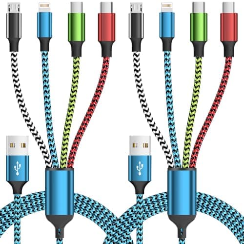 Jogrytece Travel Cruise Essentials 2026, Dual Type-C 4 in 1 Charging Cable, Multi Charging Cables for All Devices,2 USB C Ports Car Charger Cable for for iPhone 17-8/ Android/iPad and More