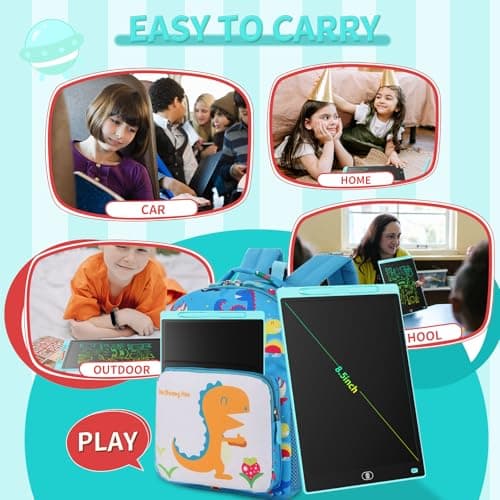 [2 Pack] Genialba 8.5 inch LCD Drawing Tablet for Kids Colorful Screen Writing Board Toddler Toys Learning Educational Stocking Fillers Kids Gifts for for 3 4 5 6 7 Year Old Boys Girls, (Pink&Blue) — view 4