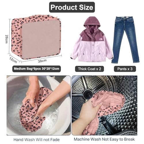 Medium Packing Cubes 6 PCS, 30x28x12CM Same Size Suitcase Organiser Bags, Mesh Packing Cubes for Suitcases Medium Set Only (Leopard Print, 6 x M) — view 2