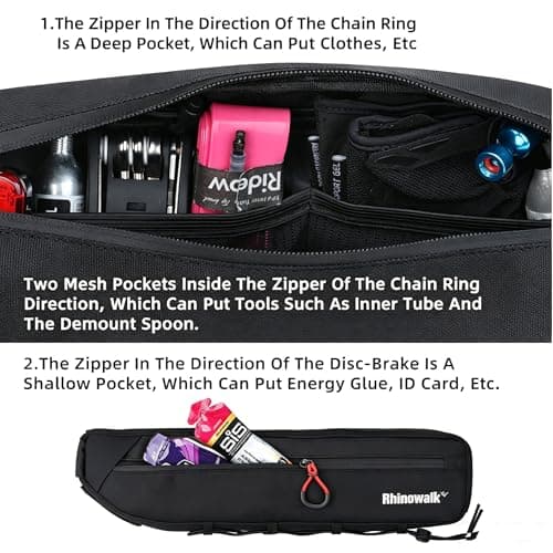 SUNTTELF Bike Frame Bag, Large Capacity Triangle Bike Top Tube Bag, Triangle Frame Storage Pouch for Road,Mountain&Gravel Bikes (Black-2.7L) — view 6