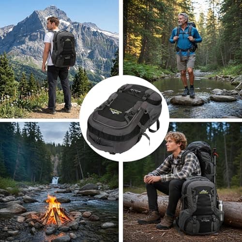 NTUOCAW 70L Waterproof Hiking Backpack Large Camping Rucksack for Men Women Lightweight Travel Backpack Black Trekking Backpack for Outdoor Sports Hiking Cycling Climbing Mountaineering — view 4