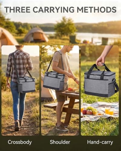Airoieak Cool Bag Insulated Lunch Bag, 30L Large Capacity Cool Bag Lunch Box - Portable Lunch Bag for Men with Shoulder Strap & Handle, PEVA Leakproof Cooler Bag for Camping, Picnic & Travel — view 5