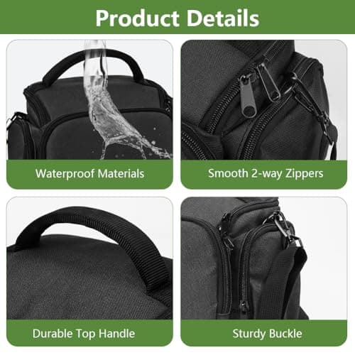 Ainiv DSLR Camera Bag, Waterproof Anti-Shock SLR Camera Case, Black — view 6