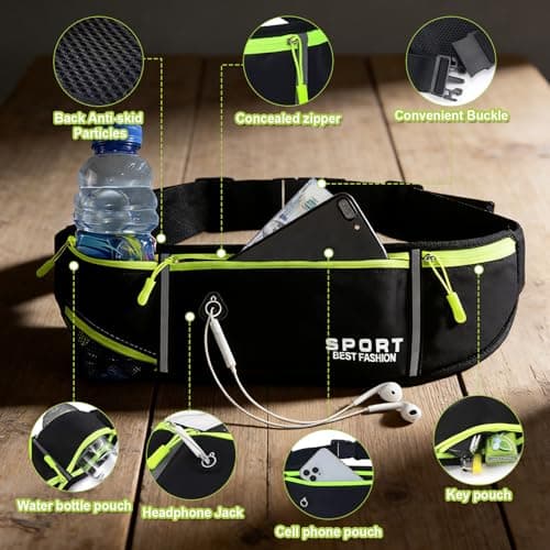 2pcs Running Belt for Women Men with Water Bottle Holder and Headphone Hole — view 3