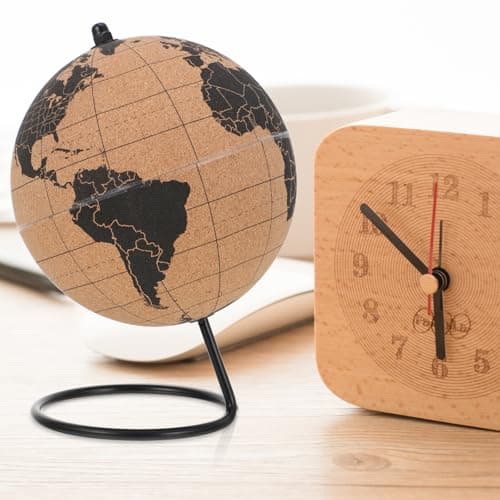 UPKOCH Cork Globe with Stand Desktop World Globe Decor Tabletop World Map Ornament for Office and Home Educational Geography Study Display 7.87 in — view 4