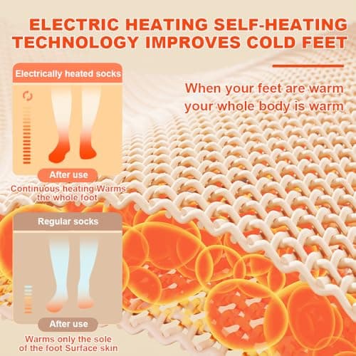 HOVCEH Heated Socks for Women, Heated Socks Rechargeable, Electric Heatedsocks with 1800mAh Battery and 3 Heating Levels, Battery Heatedsocks for Camping, Skiing, Hiking, Outdoor & Indoor — view 2