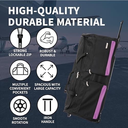 Flymax 32" Large Suitcase Lightweight Wheeled Duffle Bag Holdall Check in Luggage Travel Bag 3kg 114L Red — view 2