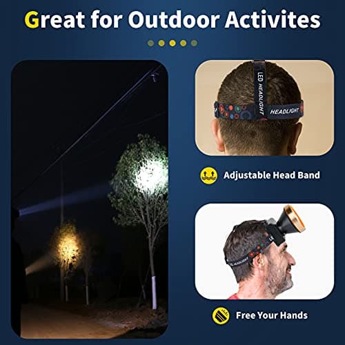 Coon Hunting Light, Super Bright LED Headlamp with 2 Light Modes, Waterproof & Rechargeable Hard Hat Headlight, Adjustable Gold Miner Torch for Hunting, Fishing, Hiking, Camping, Outdoor Adventure — view 2