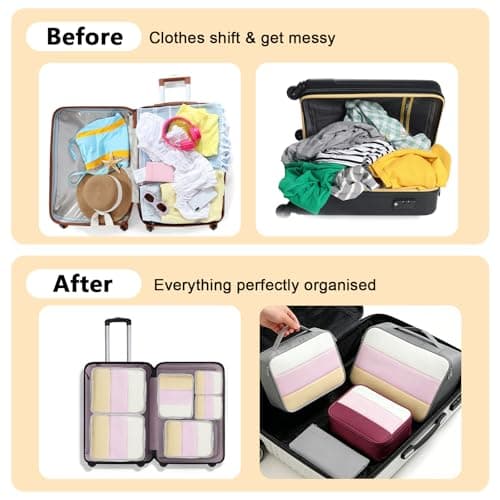 Large Packing Cubes Multicolour, Light Mesh Packing Cubes for suitcases, 6 Green Beige — view 3