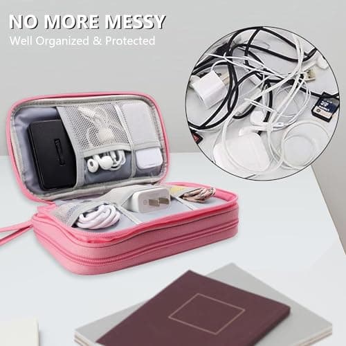 Teskyer Travel Cable Organiser Bag, Travel Essential, Pink — view 3