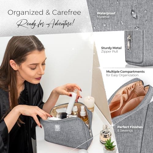 BOACAY Large Makeup Bag, Travel Cosmetic Pouch for Women, Girls & Kids, Make up Bag & Organiser for Purse, Portable Case for Toiletries, Brushes — view 2