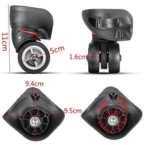 Tutoy 2Pcs Black Luggage Suitcase Universal Wheels Repair Replacement — view 2