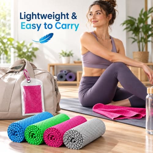 4PCS Gym Towels for Women, Gym Towel Men, Microfibre Towel Set with Carry Pouches and Clips for Fitness, Travel, Swimming and Outdoor Use — view 6