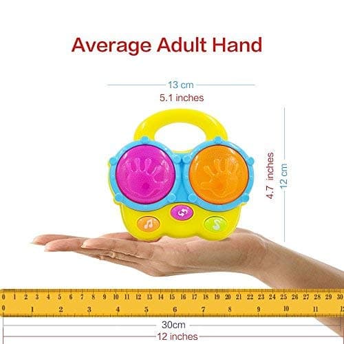 WEofferwhatYOUwant Baby Bongo Drums – Musical Toy with Animal Sounds, Classic Songs & Projector Lights | 3 Play Modes & Soft Volume | Travel Size for Babies 6+ Months | Batteries Included — view 3