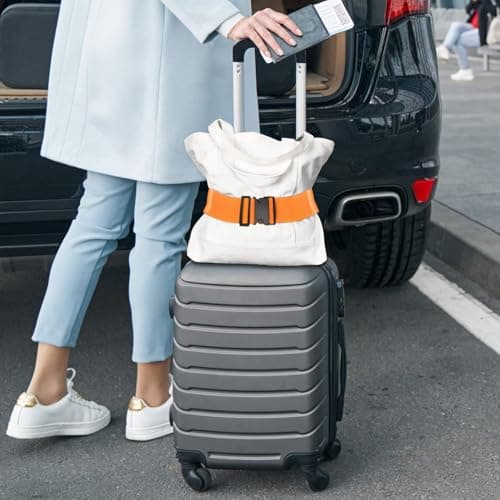 MOLHEM 4 Pcs Luggage Suitcase Straps Set, Thickened Reinforced Heavy Duty Luggage Straps, Adjustable Travelbelt Suitcase Straps (Blue+Pink+Orange+Green) — view 5
