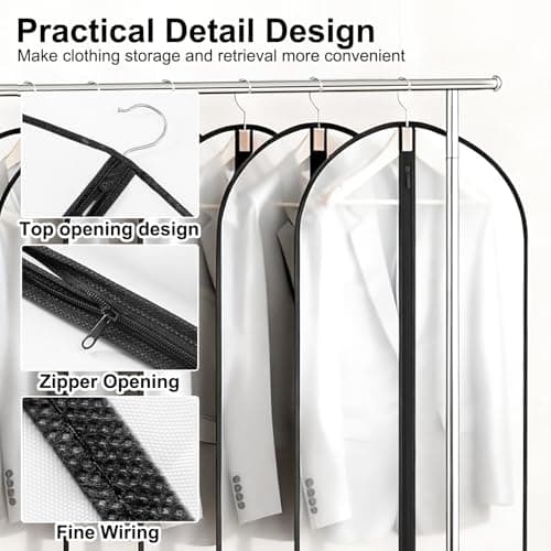 3 Pcs Dress Bags Coverss, 60 x 140cm Long Dress Covers Garment Bags for Hanging Clothes Protector Bag, Waterproof Dustproof Clothes Covers with Zip, for Wedding Dresses Suits Coats Jackets Garments — view 4