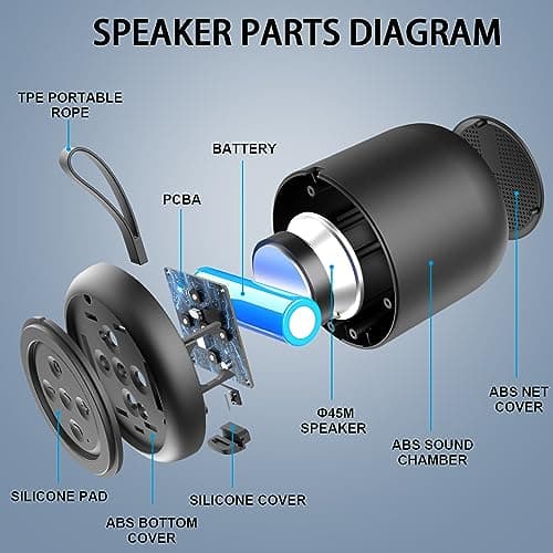Bluetooth Speaker, Portable Wireless Bluetooth Speaker, Mini Speakers,HD Surround Stereo Sound,[6-24 Hour Playtime] IPX4 Waterproof,Noise-Cancelling Mic for Camping,Outdoor, Travel, Home,Garden Party — view 2